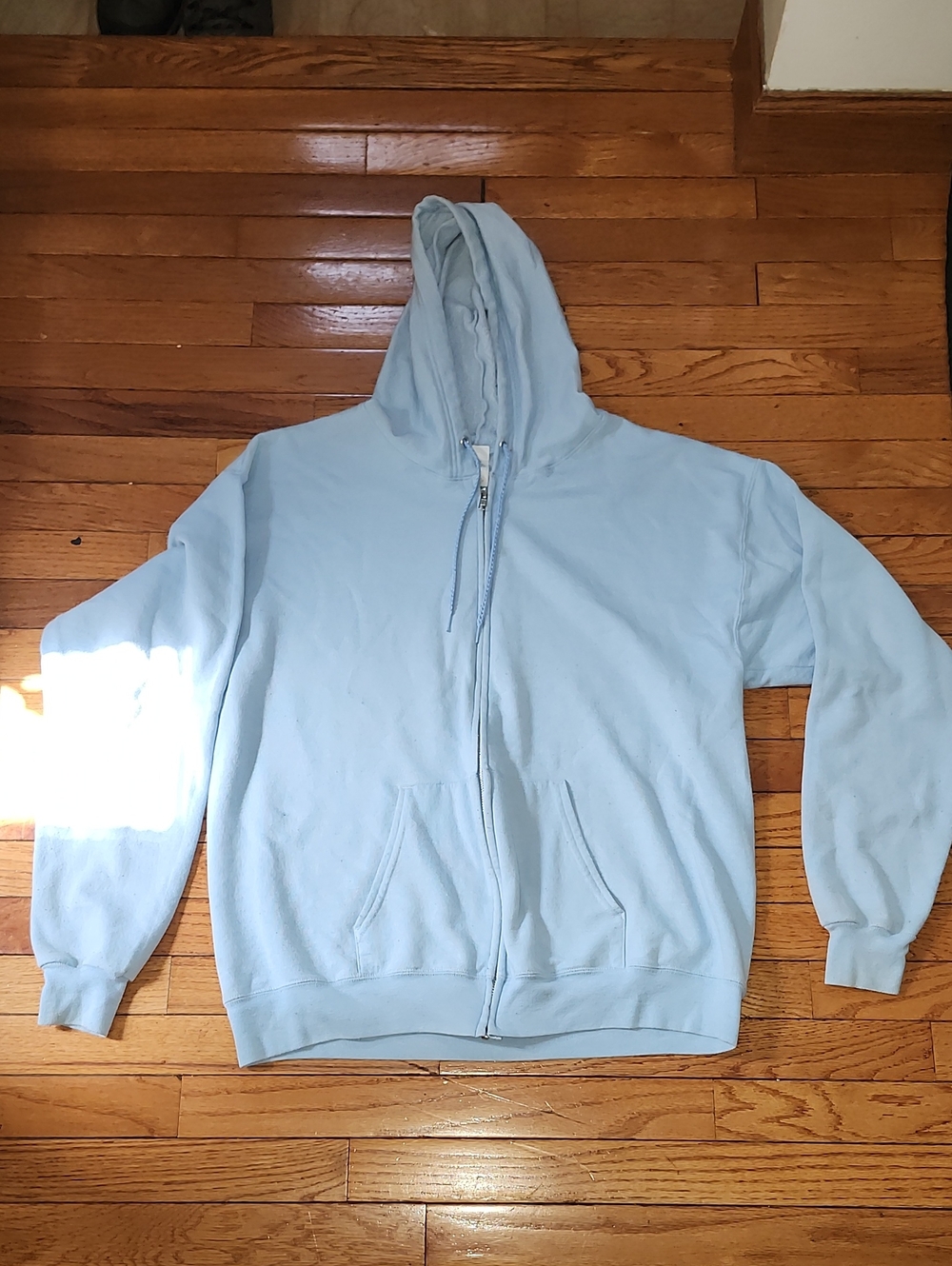 Hanes Light Blue Men's Zip-Up Hoodie Sweatshirt; Large